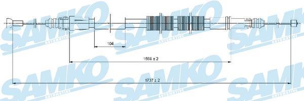 Samko C1028B Cable Pull, parking brake C1028B