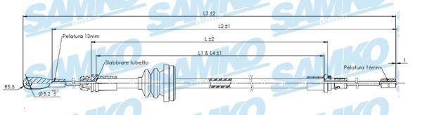 Samko C1622B Cable Pull, parking brake C1622B