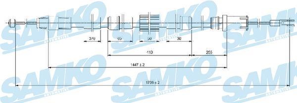 Samko C1654B Cable Pull, parking brake C1654B