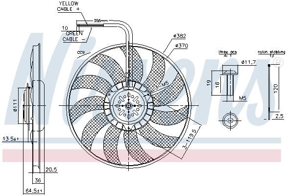 Nissens 85732 Hub, engine cooling fan wheel 85732