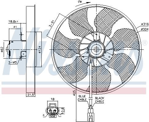 Nissens 85957 Hub, engine cooling fan wheel 85957