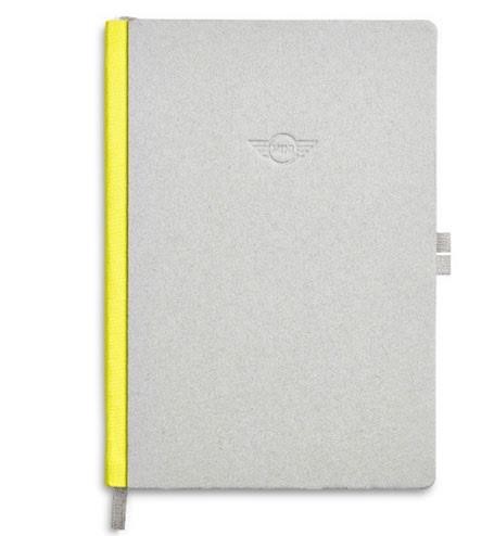 BMW 80 24 2 445 693 Notebook with embossed MINI Wing logo lemon, 21,3x15x1,6 cm 80242445693