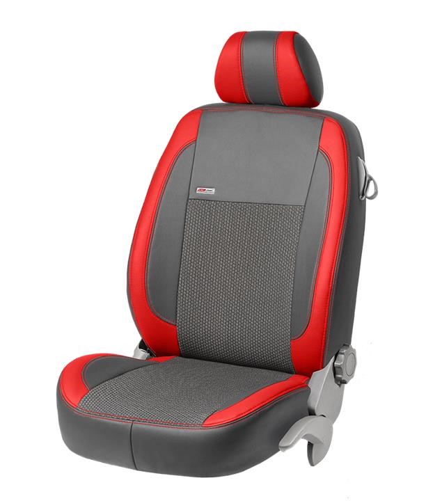 EMC Elegant 5373_VP006 Set of covers for Volkswagen Caddy 5 seats, grey with red leather insert 5373VP006