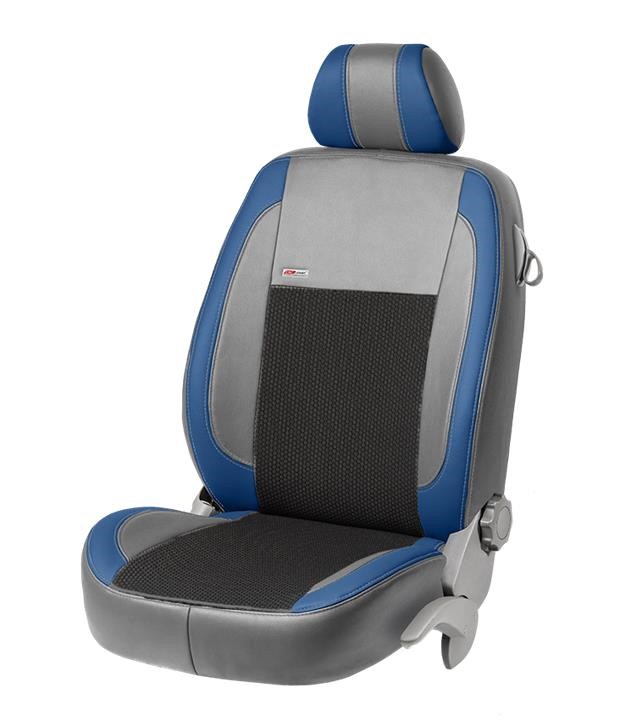 EMC Elegant 7975_VP009 Set of covers for Volkswagen T5 Caravelle 9 seats, grey with black center and blue insert with leather 7975VP009