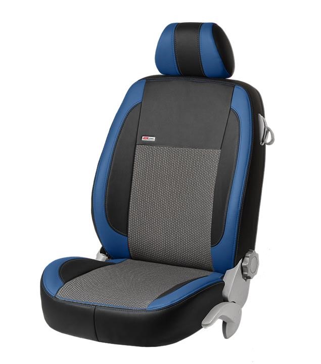 EMC Elegant 7975_VP008 Set of covers for Volkswagen T5 Caravelle 9 seats, black with grey center and blue leather insert 7975VP008