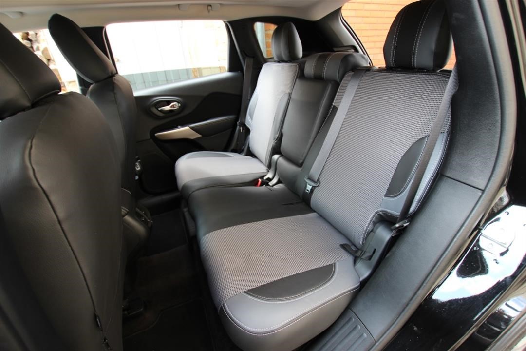 Set of covers for Peugeot 407 sedan, grey with black center and red leather insert EMC Elegant 5318_VP005