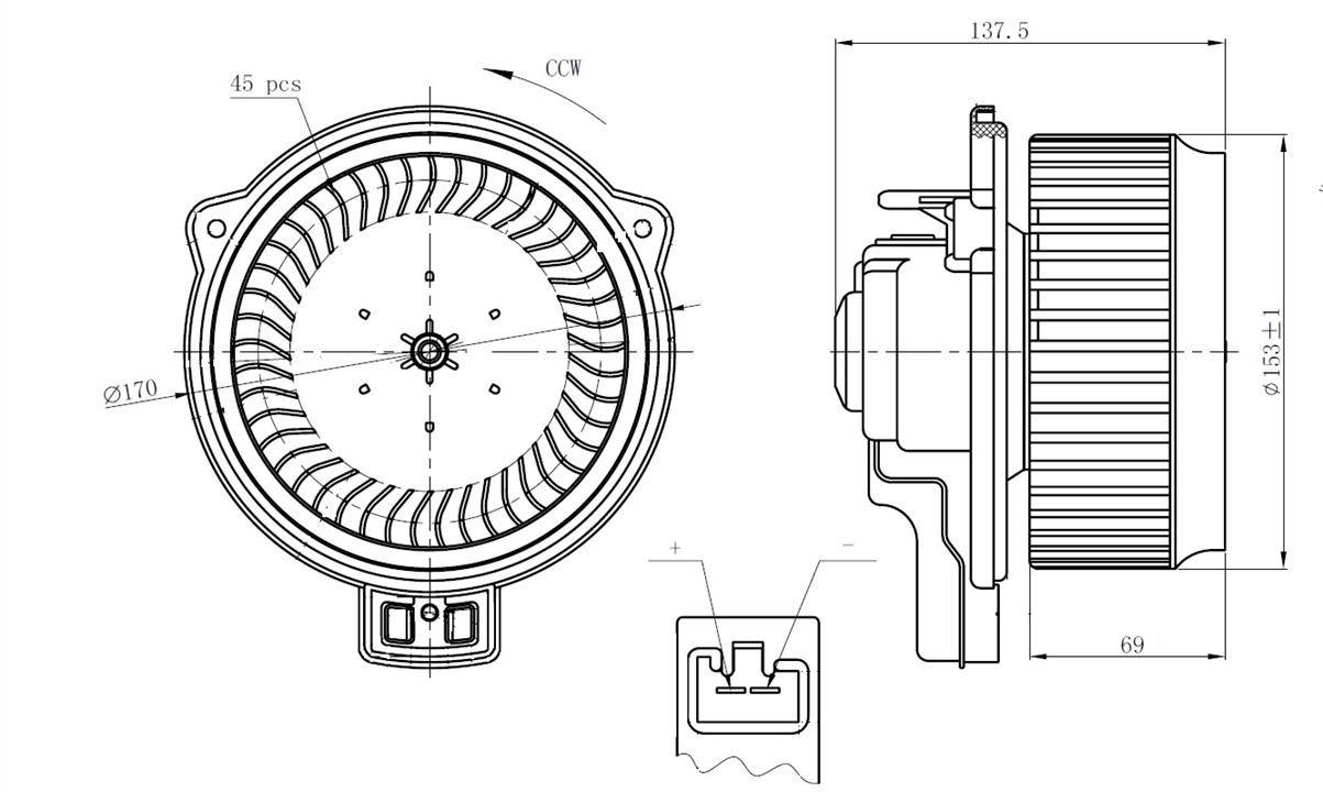 NRF Fan assy - heater motor – price 336 PLN