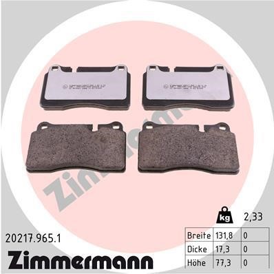 Otto Zimmermann 20217.965.1 Brake Pad Set, disc brake 202179651