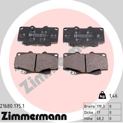Otto Zimmermann 21680.175.1 Brake Pad Set, disc brake 216801751