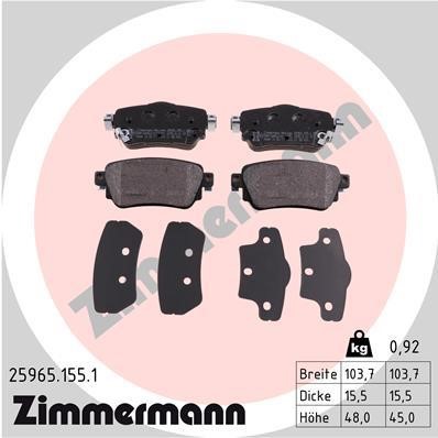 Otto Zimmermann 25965.155.1 Brake Pad Set, disc brake 259651551