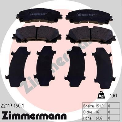 Otto Zimmermann 22117.160.1 Brake Pad Set, disc brake 221171601