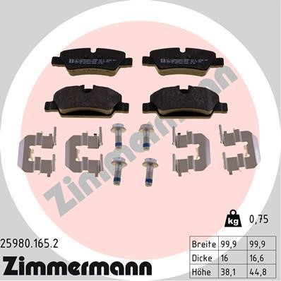 Otto Zimmermann 25980.165.2 Brake Pad Set, disc brake 259801652