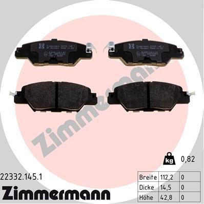 Otto Zimmermann 22332.145.1 Brake Pad Set, disc brake 223321451