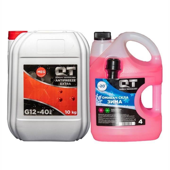 QT-oil QT5614010A Antifreeze QT MEG EXTRA G12, red -40°C, 10kg + winter washer as a gift ! QT5614010A