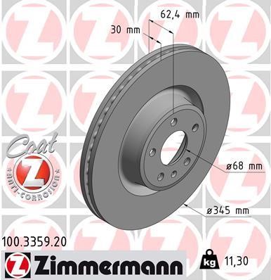 Otto Zimmermann 100.3359.20 Front brake disc ventilated 100335920
