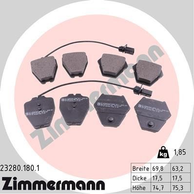 Otto Zimmermann 23280.180.1 Brake Pad Set, disc brake 232801801