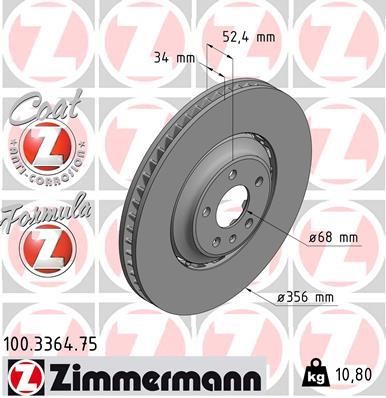 Otto Zimmermann 100.3364.75 Brake disc 100336475