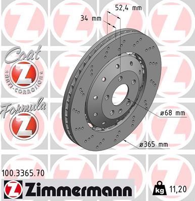 Otto Zimmermann 100.3365.70 Front brake disc ventilated 100336570