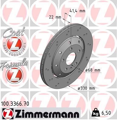 Otto Zimmermann 100.3366.70 Rear ventilated brake disc 100336670