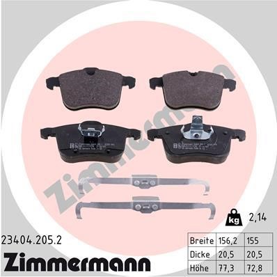 Otto Zimmermann 23404.205.2 Brake Pad Set, disc brake 234042052