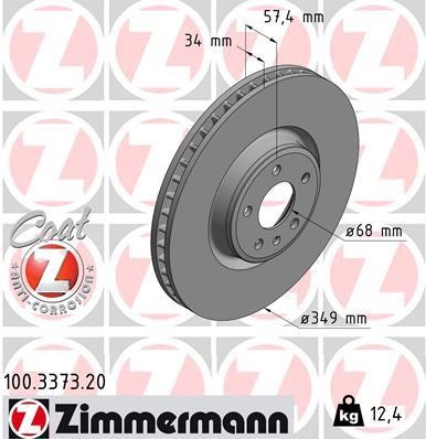 Otto Zimmermann 100.3373.20 Front brake disc ventilated 100337320