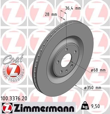 Otto Zimmermann 100.3376.20 Rear ventilated brake disc 100337620