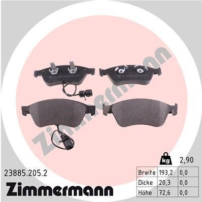 Otto Zimmermann 23885.205.2 Brake Pad Set, disc brake 238852052