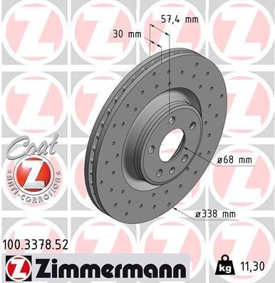 Otto Zimmermann 100.3378.52 Front brake disc ventilated 100337852