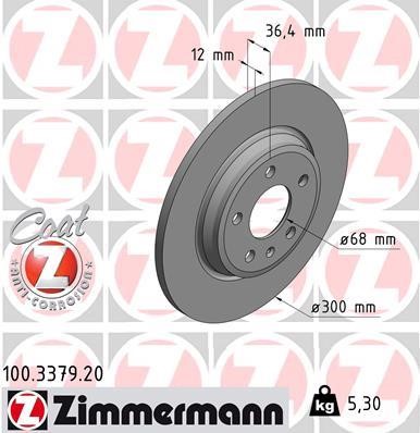 Otto Zimmermann 100. 3379. 20 Rear brake disc, non-ventilated 100337920