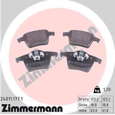 Otto Zimmermann 24011.177.1 Brake Pad Set, disc brake 240111771