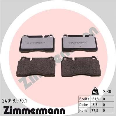 Otto Zimmermann 24098.970.1 Brake Pad Set, disc brake 240989701