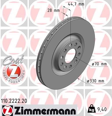 Otto Zimmermann 110.2222.20 Brake disk 110222220