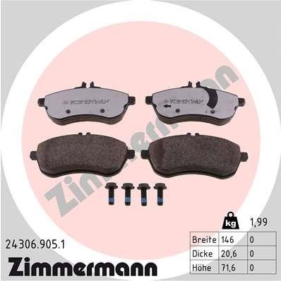 Otto Zimmermann 24306.905.1 Brake Pad Set, disc brake 243069051
