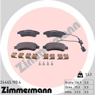 Otto Zimmermann 24465.190.4 Brake Pad Set, disc brake 244651904