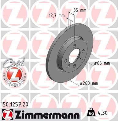 Otto Zimmermann 150.1257.20 Brake disc 150125720