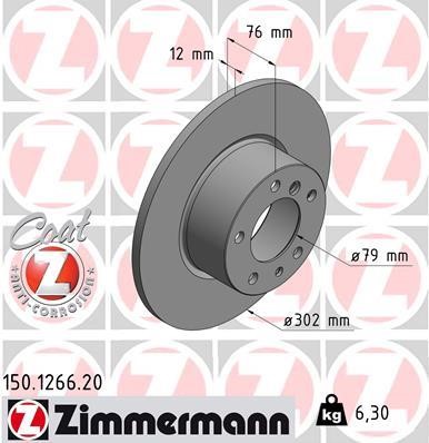 Otto Zimmermann 150.1266.20 Unventilated front brake disc 150126620