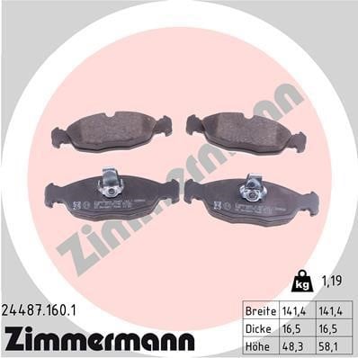 Otto Zimmermann 24487.160.1 Brake Pad Set, disc brake 244871601