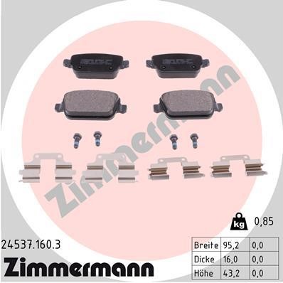Otto Zimmermann 24537.160.3 Brake Pad Set, disc brake 245371603