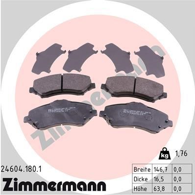 Otto Zimmermann 24604.180.1 Brake Pad Set, disc brake 246041801