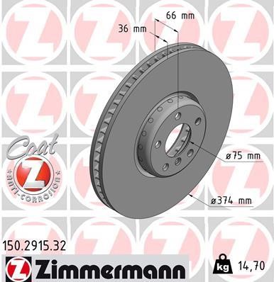 Otto Zimmermann 150.2915.32 Brake disk 150291532