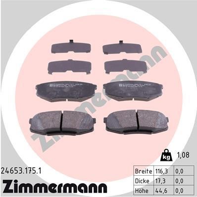 Rear brake pad set Otto Zimmermann 24653.175.1