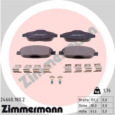 Otto Zimmermann 24660.180.2 Brake Pad Set, disc brake 246601802