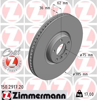 Otto Zimmermann 150.2917.20 Front brake disc ventilated 150291720