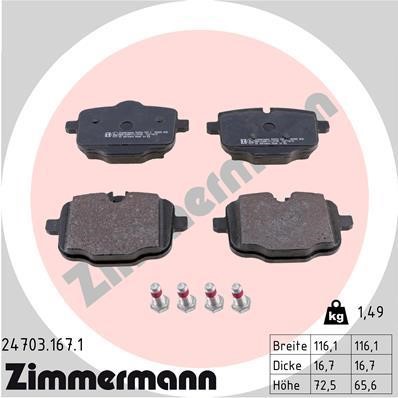 Otto Zimmermann 24703.167.1 Brake Pad Set, disc brake 247031671