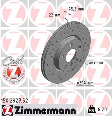Otto Zimmermann 150.2927.52 Front brake disc ventilated 150292752