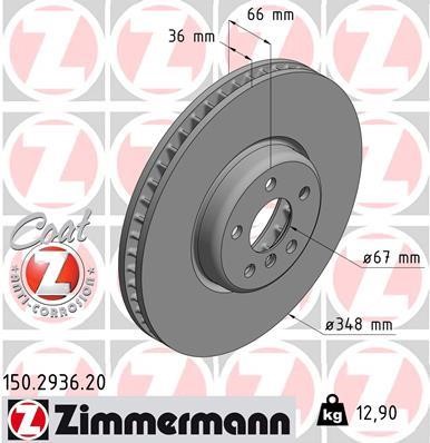 Otto Zimmermann 150293620 Ventilated front left brake disc 150293620