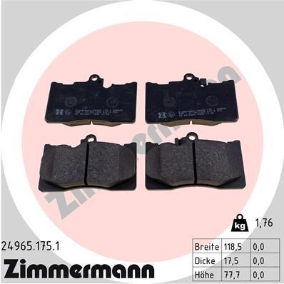 Otto Zimmermann 24965.175.1 Brake Pad Set, disc brake 249651751