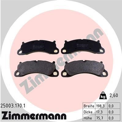 Otto Zimmermann 25003.170.1 Brake Pad Set, disc brake 250031701