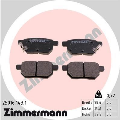 Otto Zimmermann 25016.143.1 Brake Pad Set, disc brake 250161431