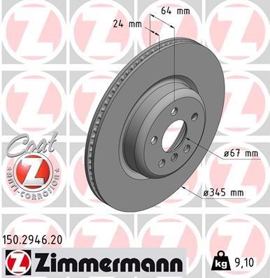 Otto Zimmermann 150.2946.20 Rear ventilated brake disc 150294620